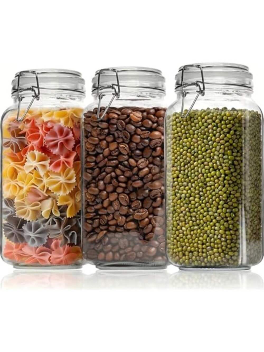 78oz - 3 Pack Square Glass Jars with Airtight Lid, Wide Mouth Mason Jars